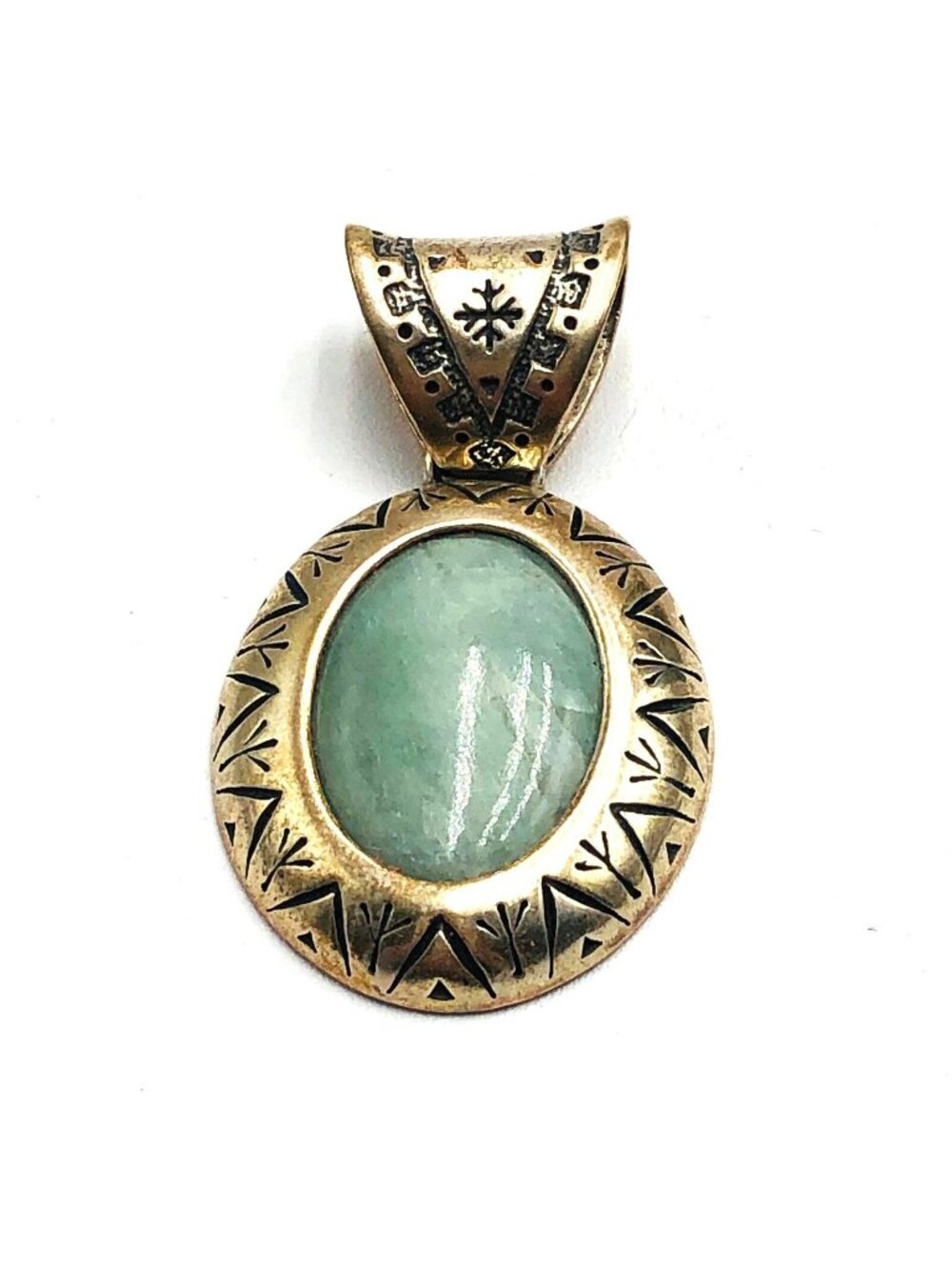American Southwest Carolyn Pollack Green Aventurine Sterling Silver Pendant